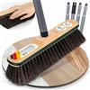 ORGAFLIX Scopa Premium con manico, scopa con protezione dei bordi per casa e cucina, testa della scopa da 28 cm con miscela di capelli di cavallo, filettatura antiruggine da 24 mm, scopa prodotta in