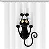 SDOTPMT 180x198cm Nero Gatto con Affilato Zampe Tenda da doccia Carina Divertente Gatto Gattino Tenda da bagno Bianco Sfondo Tenda da doccia Tessuto Poliestere per Bagno con ganci