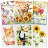 Kalysky Set da 3 Libri da Colorare ad Acquerello per Adulti, A4 Libro di Pittura ad Acquerello per Principianti, Carta 160GSM, Temi Fiore, Animale, Vaso