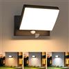 YindaLux Lampada da Esterno con Sensore di Movimento 24W, IP65 LED Applique da Esterno Ruotabile di 240° e 60° in Alluminio, 3 Temperature di Colore Luce da Esterno per Giardino, Garage, Nero