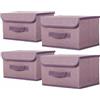 NCRGB Scatole Portaoggetti in Tessuto,Scatole Portaoggetti Scatole per Armadio con Coperchio Set,Pieghevole,Contenitore per Armadio,Vestiti,Armadi (26×19×16cm/4pack, Caffè)