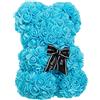 Brandsseller Orsetto in Rose Artificiali 25x16 cm - Orsetto Decorativo in Fiori di Seta, Regalo Romantico per San Valentino, Compleanno, Matrimonio - disponibile anche con Confezione Regalo - Blu