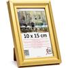 3-B MORI Cornice portafoto - Dorato - 10 x 15 cm - Cornice in legno - Portafoto - Cornice per ritratto con vetro acrilico