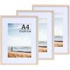 LYYYYX Cornice portafoto in legno A4, 21 x 29.7 cm, con cornice in MDF, DIN A4, set da 3 pezzi, per certificati, foto, poster, puzzle