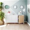 Dmora Credenza Woburn 40x154x74h cm Bianco 3 Ripiani 3 Ante, Madia Apertura Push Pull