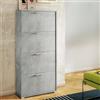 Dmora - Scarpiera Rosa, Mobile Multiuso da Ingresso con 4 Ante a ribalta, Armadietto portascarpe a Doppia profondità, 100% Made in Italy, 67x28h147 cm, Cemento