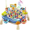 Auped Gioco di pesca magnetico, comprende 42 pesci, 10 canne da pesca, 4 secchi, 7 scene 3D, Regalo educativo musicale Montessori, adatto ai bambini di 3 anni (Blu)