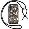 Votvloay Cover Cordino per Samsung Galaxy A36 5G 6,64, Collana Corda Tracolla Laccio Ragazze Custodia con Aesthetic Disegni Fiori, Silicone Sottile TPU Antiurto Protettiva Case per Samsung A36, Nero