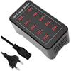 nongxiang Caricatore USB multiplo, 50W stazione di ricarica USB multipla, Presa USB a 10 porte, Caricatore da Desktop USB, Hub di alimentazione USB, compatibile con iPhone/Samsung/Xiaomi/Google/Table