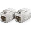 deleyCON 2 Pezzi CAT 7 Accoppiamento Keystone Metallo 2x RJ45 Jack Connettore per RJ45 Patch Cable 600 MHz 10 Gbps LAN DSL Ethernet e Utilizzabile Come Keystone - Argento