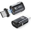 HanCenDa Adattatore magnetico USB-C, 2 pezzi, 180°, 24 pin, PD 240 W, ricarica rapida USB4 40 Gbps, trasferimento dati 8K 60 Hz video Thunderbolt 3/4
