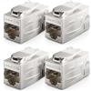 deleyCON 4 Pezzi CAT 7 Accoppiamento Keystone Metallo 2x RJ45 Jack Connettore per RJ45 Patch Cable 600 MHz 10 Gbps LAN DSL Ethernet e Utilizzabile Come Keystone - Argento