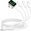 Bamkey 4 in 2 Caricatore per Apple Watch, Cavo iWatch Cavo Ricarica Apple Watch Magnetico Caricabatterie apple watch e iPhone caricatore pour apple watch 11/10/9/8/7/6/SE/Ultra, /iPhone/iPad/AirPods/Galaxy