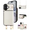OCASE Custodia Portafoglio per iPhone 17, Custodia in Pelle con Cerniera, Porta Carte con Blocco RFID, con Tra Collo Regolabile Rimovibile, Protettiva Antiurto Cover per iPhone 17, Avorio