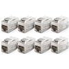 deleyCON 8 Pezzi CAT 7 Accoppiamento Keystone Metallo 2x RJ45 Jack Connettore per RJ45 Patch Cable 600 MHz 10 Gbps LAN DSL Ethernet e Utilizzabile Come Keystone - Argento