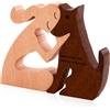Smomend Statuetta Artigianale in Legno a Forma di Cane e Donna, Scultura in Legno di Faggio e Noce, Ricordo Speciale per Amanti dei Cani e Idee Regalo Commemorative Decorazione d'Amore