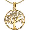 CLEVER SCHMUCK Collana in oro con albero della vita, diametro di 20 mm, con zirconi, in argento Sterling 925, placcato oro e oro placcato in oro, in astuccio per gioielli, antracite