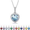 Bestyle Collana Donna Argento Cuore Collana a Cuore Collana Pietra Portafortuna Marzo Acquamarina Regalo per Ragazza San Valentino Confezione Regalo