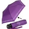 Knirps 4Kids - Ombrello tascabile per bambini, con bordo riflettente, Lilla, 90 cm, Ombrello tascabile apribile