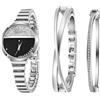 JewelryWe 3pcs Set Orologio Bracciale da Donna Elegante, Orologio da Polso Piccolo con 2 Braccialetti,Regalo per Donna