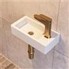 DeerValley Small Bathroom Sink DeerValley, 15x7 Mini Rectangle Wall Mount Vessel Sink for Bathroom Powder Room Cloakroom, Floating Space Saving Design, Easy to Clean White Ceramic Wash Basin (Right Hand)