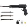 UPWOOD Kit martello pneumatico a canna lunga UW-AH250 con fermo a cambio rapido e 5 scalpelli, corsa 3-5/8 pollici, 2200 BPM, peso leggero (AH250P - canna lunga)
