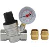 OemClima DN15 DN20 Valvola riduttore di pressione acqua valvola cromata regolatore pressione acqua con manometro acqua 1/2 3/4 pollice indicatore (DN15 Con connettore)