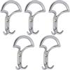 Aerzetix - C64365 - Set di 5 Ganci appendi da parete tripli 145x92x44mm - gancio/appendiabiti sospensione cappello accappatoio bagno asciugamano doccia WC - in metallo - finitura argento opaco