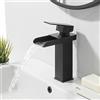 XWIHTR Rubinetto da bagno a cascata, rubinetto da bagno in acciaio inox e ottone, risparmio idrico, rubinetto per lavabo, bocca calda e fredda, rubinetto per lavabo a una maniglia (nero)
