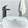 XWIHTR Rubinetto da bagno a cascata, rubinetto da bagno in acciaio inox e ottone, risparmio idrico, rubinetto per lavabo, bocca calda e fredda, rubinetto per lavabo a una maniglia (nero-h)