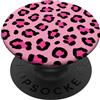 Leopard Cheetah Cute Animals Print Stampa leopardata nera e rosa con motivo a pois di ghepardo PopSockets PopGrip Adesivo