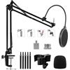 Oimlfus Braccio Microfono Scrivania per Blue Yeti, HyperX QuadCast, Elgato Wave e Altri Microfoni, Asta Microfono Scrivania Regolabile con Vite da 3/8 5/8 1/4, Filtro Anti-pop, Microfono Clip
