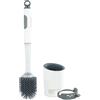 WENKO Set WC con dispenser detergente 2in1, ricaricabile, con testina in silicone, montaggio a parete senza foratura, Ø 10,5 x 45 cm, bianco