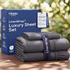 Utopia Bedding Set di lenzuola doppie in microfibra spazzolata, morbide lenzuola per letto singolo, lussuose lenzuola con lenzuolo con angoli, lenzuolo piatto e 1 federa, con tasca profonda (grigio)