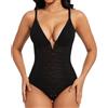 Joyshaper Shapewear - Body da donna in pizzo, modellante per la pancia, con scollo a V, modellante, Bianco/Pizzo, S