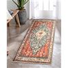 KIMODE Tappeto boho per camera da letto, 60 x 130 cm, morbido, lavabile, antiscivolo, a pelo basso, vintage, per soggiorno, interni, non perde pelo, per camera da letto, cucina, corridoio