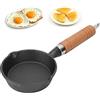 Hapivida Padella in Ghisa 10CM Portatile in Ghisa per Uova Fritte Padella Rotonda Antiaderente per Pancake con Manico in Legno per Fare Uova Fritte, Panini, Colazione, Barbecue, Frittata, Tapas e Dessert