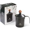 VIENESSO Montalatte di prima qualità (manuale mano) in acciaio inox Milk Spugna Montalatte con doppio setaccio produce schiuma di latte cremosa per specialità di caffè incluso ebook Barista (400 ml)