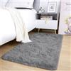 AMEHA Tappeto a pelo lungo, morbido, antiscivolo, per camera da letto, soggiorno, cameretta dei bambini, 50 x 80 cm, colore: grigio