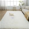 Freosen - Tappeto per soggiorno e camera da letto, colore bianco, 160 x 230 cm, pelo lungo, morbido tappeto per camera da letto, soggiorno, divano