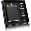 RUIXUE® Fiaschetta Tascabile per Alcool Whisky Liquori 7 Once/200ml, Acciaio Inox Nero, Completa di 2 Tazze e 1 Imbuto, Portatile per Escursione Viaggio