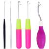 Namner 5 misure Uncinetto per dreads, Latch Hook Needle, Ago per extension per capelli, Uncinetto colorato, gancio curvo per extension o moquette