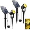 NATPOW Faretti Solari a Led da Esterno, 3000K Luci Solari da Giardino, 2 Modi, Automaticamente Acceso o Spento, Impermeabile IP65 Luci Esterne ad Energia Solare per Cortile, Patio, Alberi,2 Pezzi