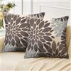 Velvhom Federe per Cuscini Quadrate Marrone e Grigio Dalia Floreale Copricuscini Divano Astratta Modello Geometrico Decorazione per Casa Soggiorno Camera da Letto Interni 50x50cm, Set di 2