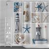 SDOTPMT Tenda da Doccia Oceano Spiaggia - Tema Nautico Marino Con Stelle Marine e Conchiglie - Mondo Mare Con Bottiglia Alla Deriva - Per Bagno 90x183cm Con Ganci
