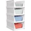 caktraie Confezione da 4 contenitori pieghevoli per armadio, impilabili, in plastica, organizer per armadi e cassetti portaoggetti, contenitore per armadio, cucina, bagno, camera da letto (4 l), bianco