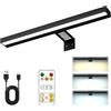 cimsfcor Luci per quadri ricaricabili, colore nero, 30 cm, 1,8 W, luce ricaricabile con telecomando per opere d'arte