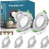 YindaLux Faretti da incasso 230V 5W 4000K, Girevole a 45°, GU10 Faretti led soffitto Nichel, Diametro Foro Ø68-80mm, IP44 Faretto led da incasso per cartongesso, cucina, Set di 6, Non dimmerabile