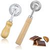 TIANLIN Rotella Tagliapasta, 2 Pezzi Rovere Rotella per Pasta Fresca, 16 e 14 cm Rullo per Ravioli, Ondulato, Rullo da 5 e 3,9 cm, per Cucine, Pasticcerie