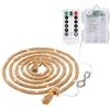 Mixtooltoys Catena luminosa in corda di iuta da 5 m, 100 LED, 6 mm, per camera da letto, 8 modalità, a batteria, con telecomando, per campeggio, Halloween, Natale